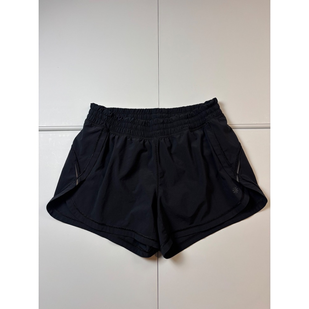 Athleta‎ Mesh Race Run Shorts Womens Small Black Excellent Smocked Waist